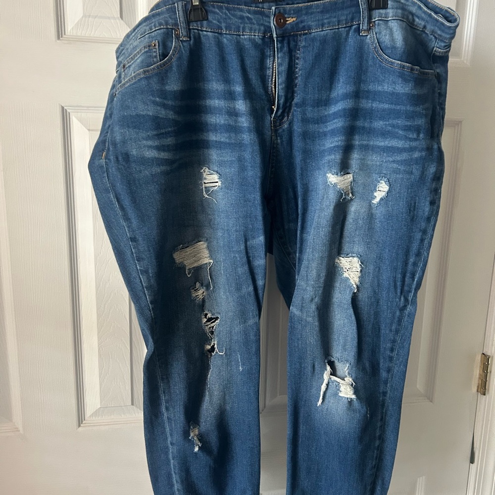 Distressed Blue Jeans